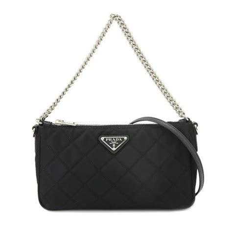 prada 1bh026|Prada PRADA 2way chain hand shoulder bag nylon black .